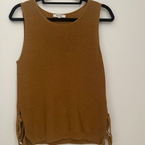 Mustard side-tie knit tank top